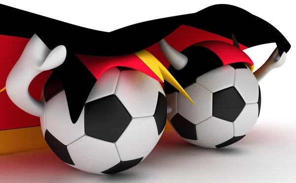 Two soccer balls hold Germany flag — Stock Photo, Image