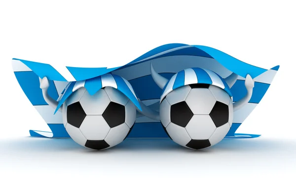 Two soccer balls hold Greece flag — Stock Photo, Image