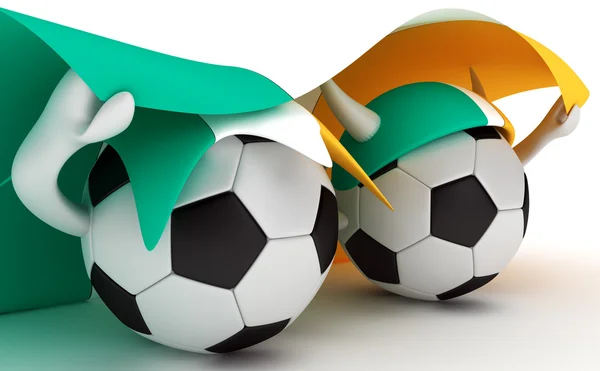 Twee voetballen houdt Ierland vlag — Stockfoto