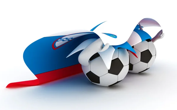 Два футбольных мяча держат флаг Словении — стоковое фото