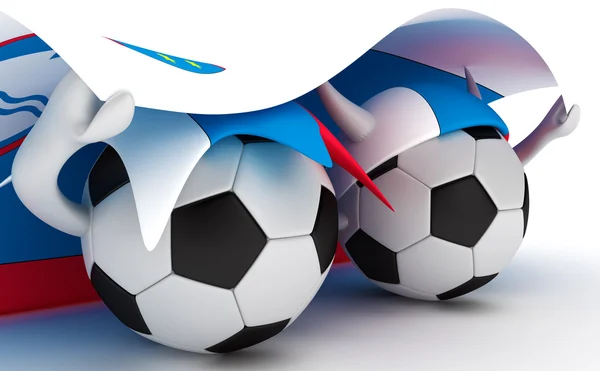 Два футбольных мяча держат флаг Словении — стоковое фото