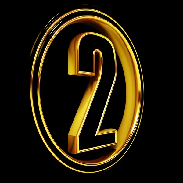 Guld svart font brev två — Stockfoto