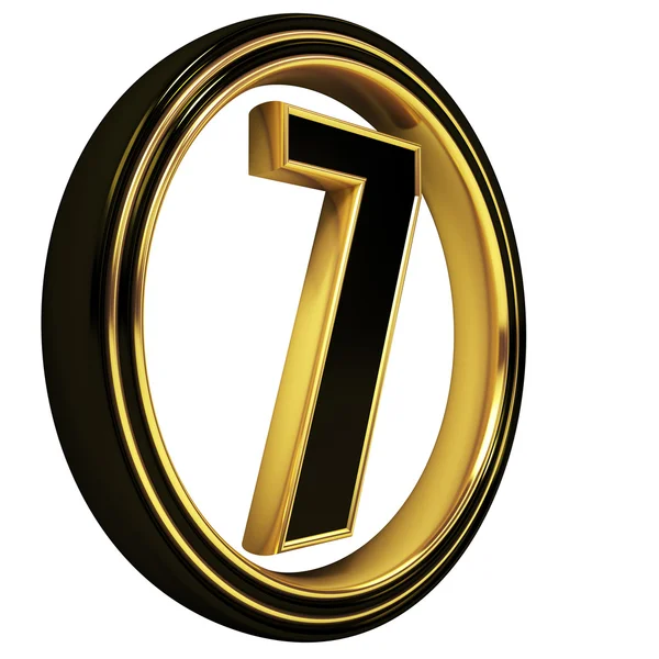 Goud zwart lettertype brief zeven — Stockfoto