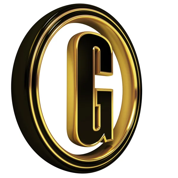 Goud zwart lettertype alfabet g — Stockfoto