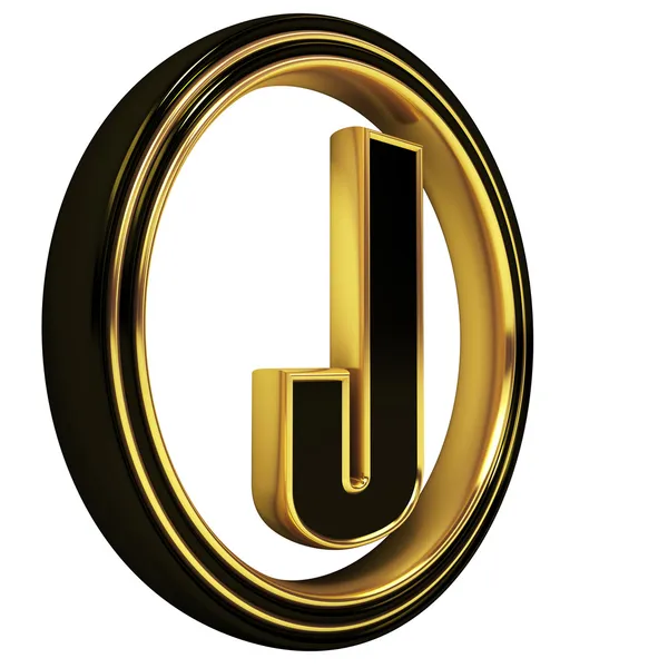Χρυσό μαύρο γραμματοσειρά γράμμα j — Φωτογραφία Αρχείου