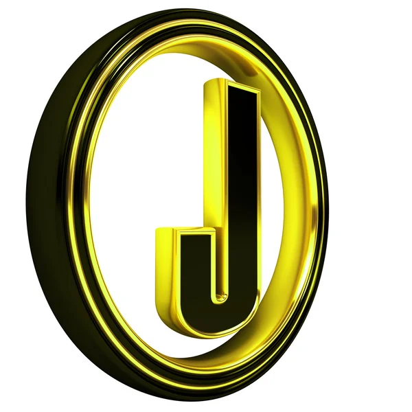 Guld svart font bokstaven j — Stockfoto