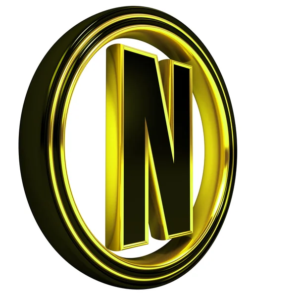 Arany fekete betűszínt betű n — Stock Fotó