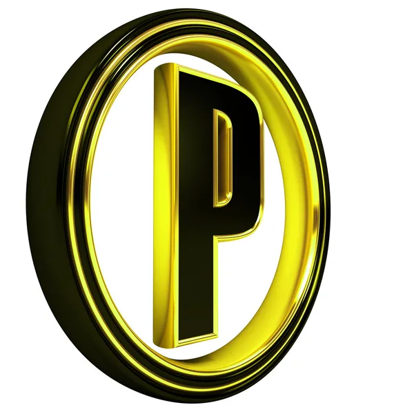Guld svart font bokstaven p — Stockfoto