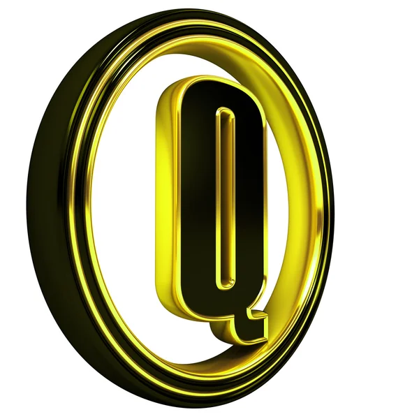 Χρυσό μαύρο γραμματοσειρά γράμμα q — Φωτογραφία Αρχείου