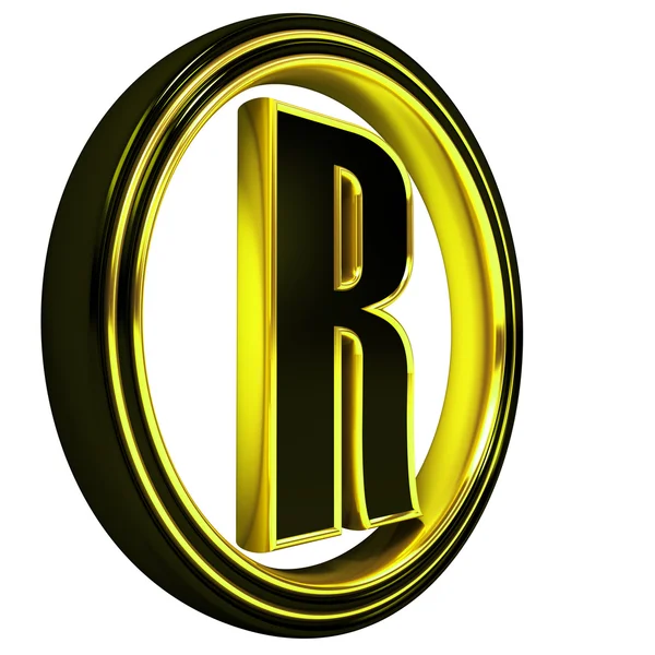 Χρυσό μαύρο γραμματοσειρά γράμμα r — Φωτογραφία Αρχείου