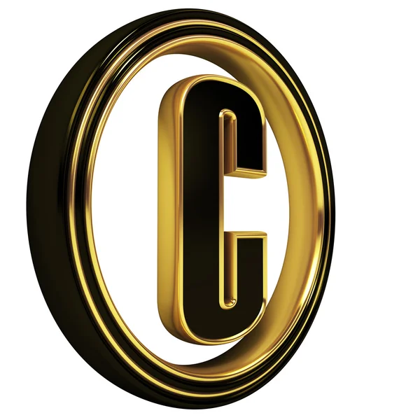 Złota czcionka czarna litera c — Zdjęcie stockowe