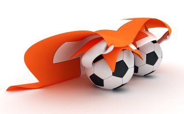 iki futbol topları İsviçre bayrağı basılı tutun.