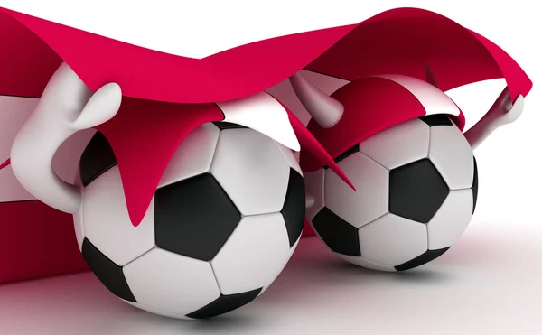 Två fotbollar hålla Lettland flagga — Stockfoto