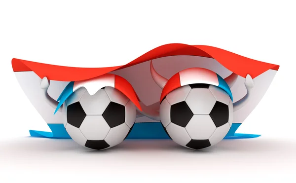 Два футбольных мяча с флагом Люксембурга — стоковое фото
