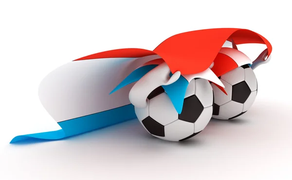 Two soccer balls hold Luxembourg flag — Stock Photo, Image