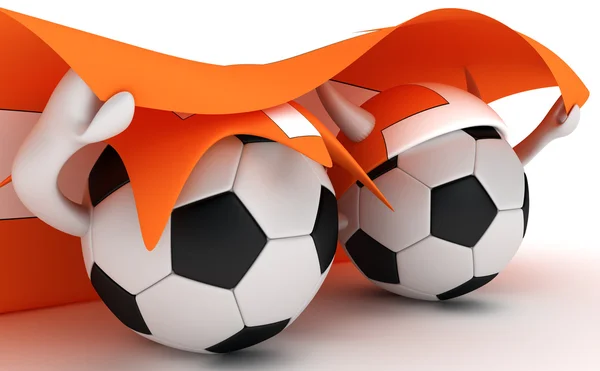 Two soccer balls hold Switzerland flag — Stock Photo, Image