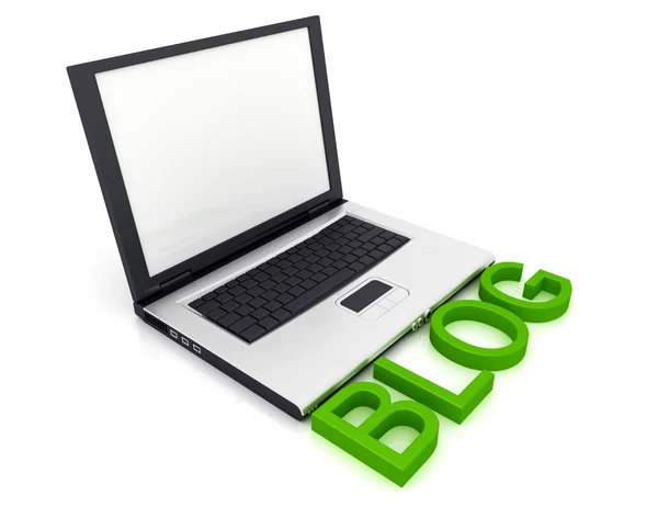 Laptop an blog word — Stock Photo, Image
