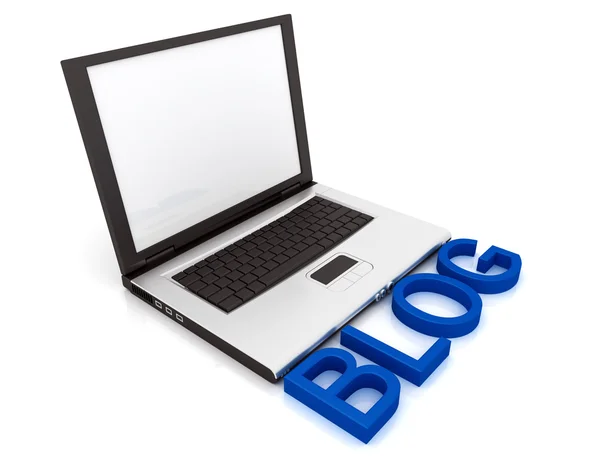 Laptop een woord blog — Stockfoto