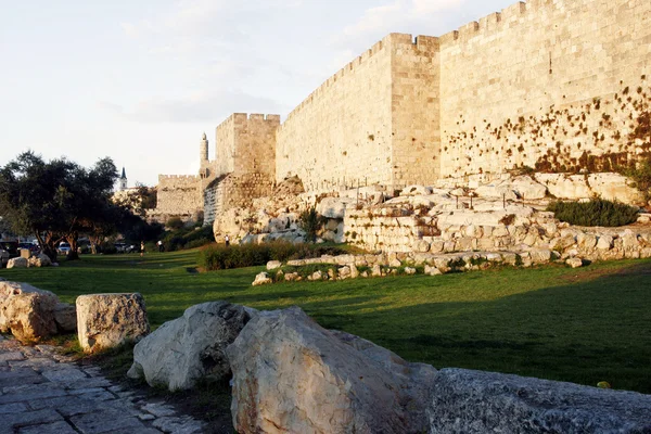 stock image Jerusalem Old City Walls with David's Tower