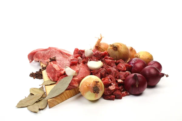 Beef and ingredients to make Hachee — Zdjęcie stockowe