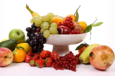 Composition of several fruits on a fruit-dish clipart