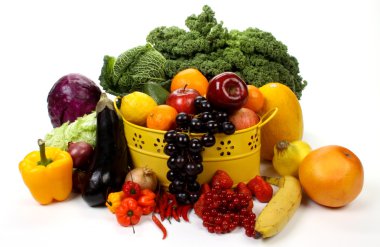 Composition of several fruits and vegetables clipart