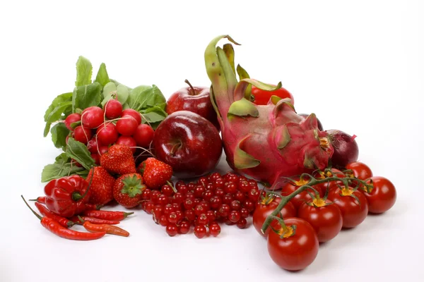 Σύνθεση Αρκετών Κόκκινα Φρούτα Και Λαχανικά — Φωτογραφία Αρχείου