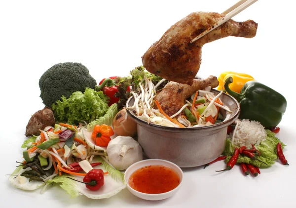 Comida China Con Ingredientes Para Hacer Una Comida — Foto de Stock