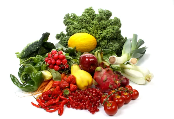 Zusammensetzung Aus Mehreren Früchten Und Gemüse — Stockfoto