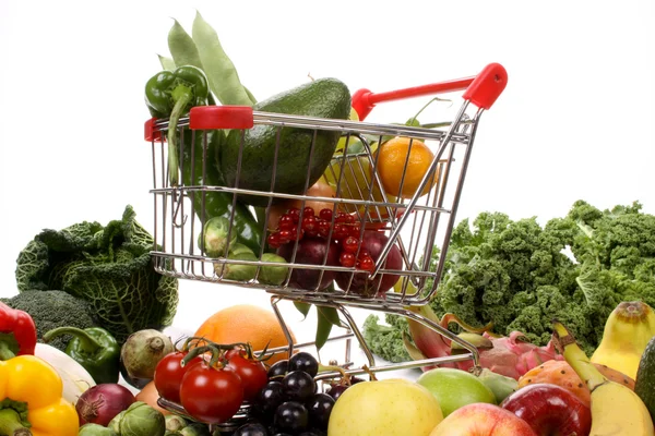 Frutta e verdura in un carrello — Foto Stock