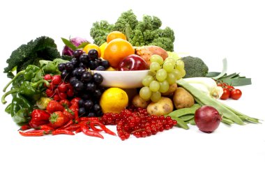 Composition of several fruits and vegetables clipart