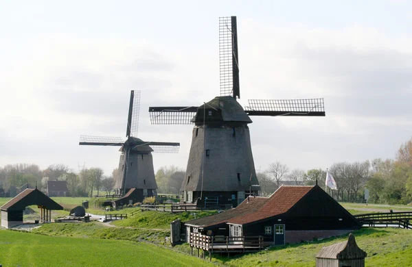 Traditionele Oude Windmolens Buurt Van Het Dorp Van Schermerhorn Nederland — Stockfoto