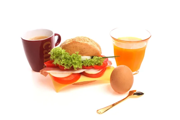 Rollo Pan Para Desayuno Cubierto Con Ingredientes Frescos Saludables —  Fotos de Stock