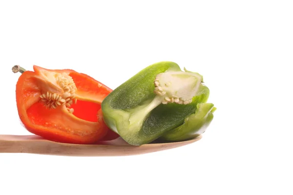 Bell pepper, on a wooden spoon — Stock Photo, Image
