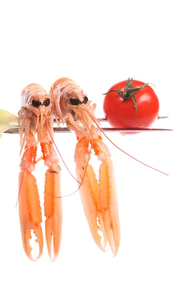 Scampi on a fork — Stock Photo, Image