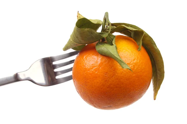 Naranja en un tenedor —  Fotos de Stock