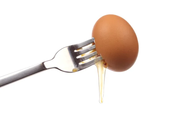 Çatal üzerinde yumurta — Stok fotoğraf