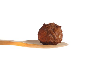 Meatball on a wooden spoon