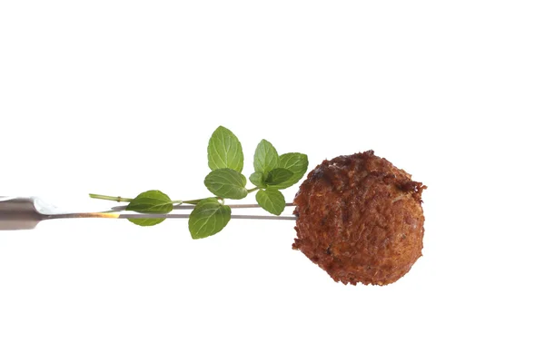 Meatball on a fork — Stock Photo, Image