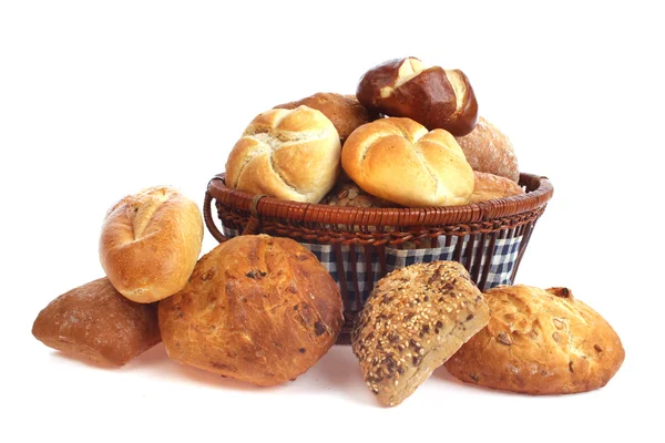 Various bread rolls in a basket — Stock Photo, Image