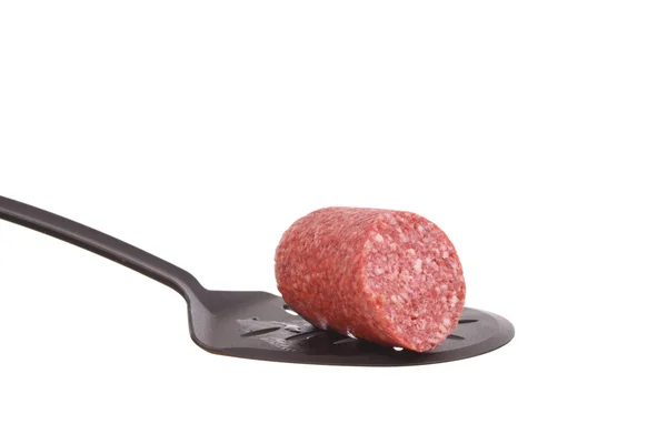 Salsiccia su un cucchiaio — Foto Stock