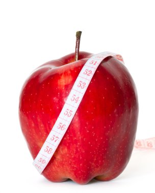 Apple üzerinde beyaz izole santimetre ile