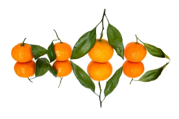 Tangerines White Background Reflection — Stock Photo, Image