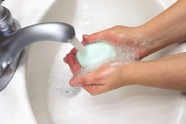 Mencuci Tangan Dengan Sabun — Stok Foto