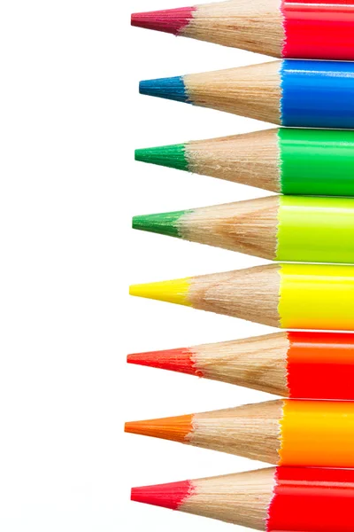 超高亮度彩色铅笔在白色背景 — 图库照片