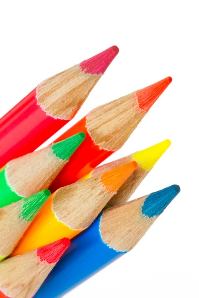 Crayons Colorés Ultra Lumineux Sur Fond Blanc — Photo
