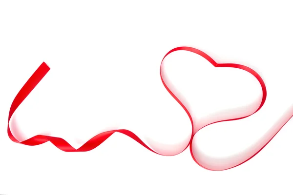 Red Ribbon Shape Heart Top View — Stock Photo, Image