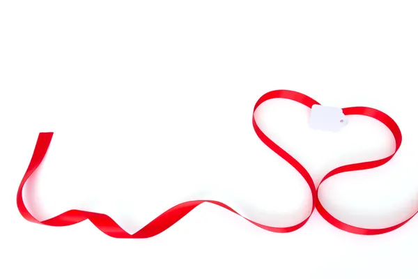 Červená Stužka Tvaru Srdce Značky — Stock fotografie