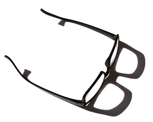 Svarta Läsglasögon Över Vit Bakgrund — Stockfoto