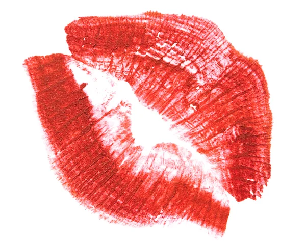 Rote Lippen Auf Weißem Hintergrund — Stockfoto